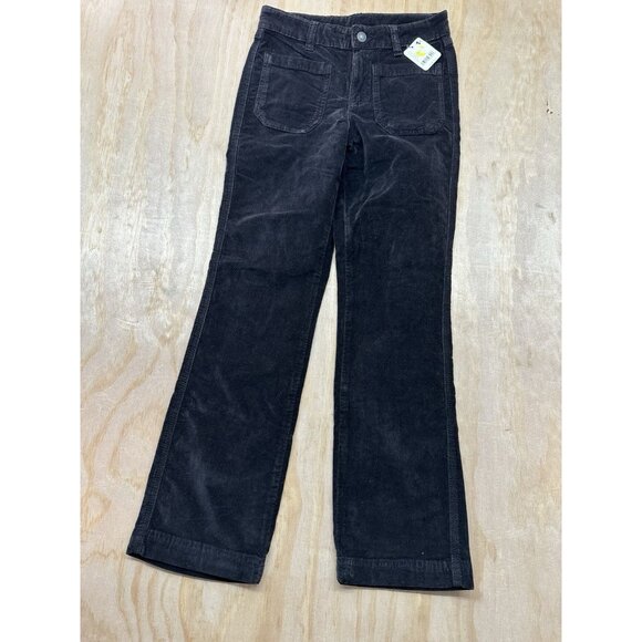 Free People Dark Brown Velvet Pants Sz 2 Women’s High Rise Straight Leg Boho NWT - Picture 1 of 8